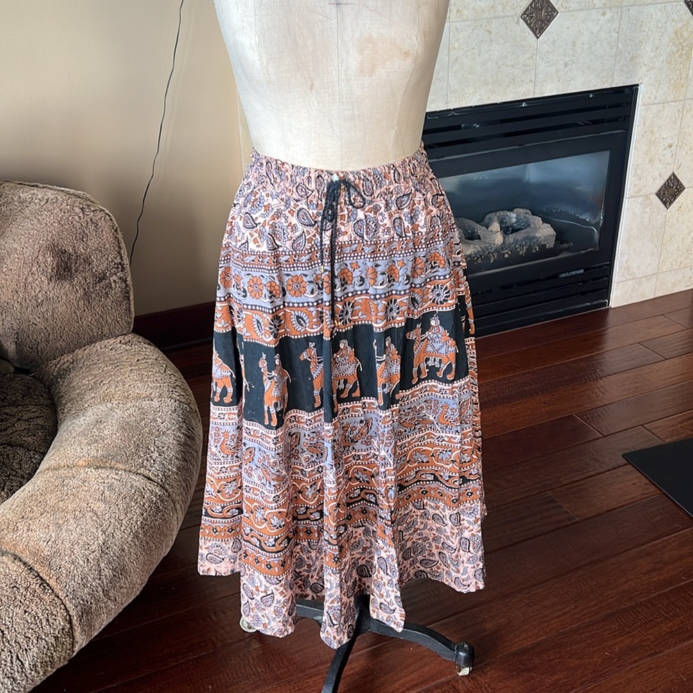 70s Indian block print skirt
